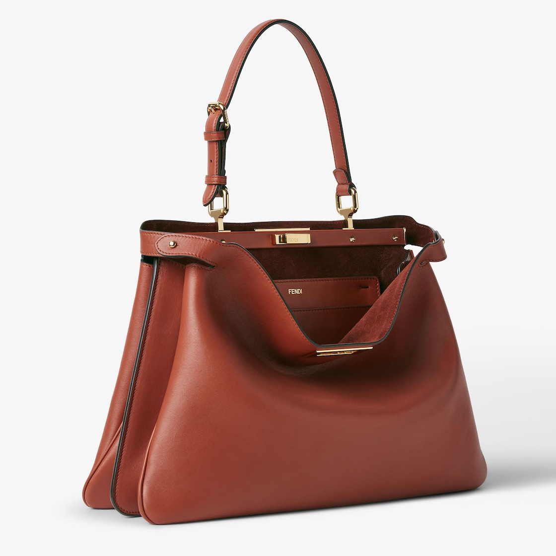 FENDI Peekaboo Soft Large Sienna brown leather bag - Image 4